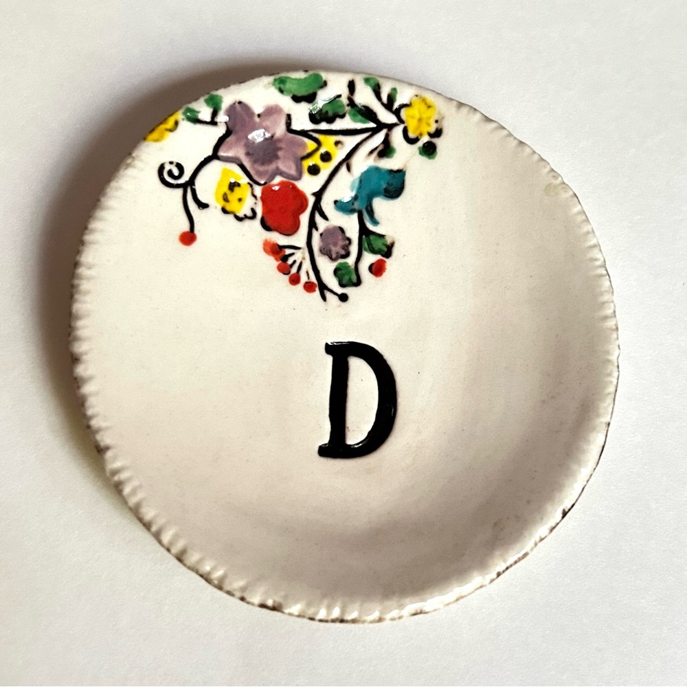 Anthropologie The Brick Kiln Pottery Shop “D” trinket tray